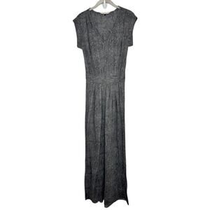 Rebecca Taylor Snow Leopard Gray Knit Short Sleeve Maxi Dress Womens Sz Small